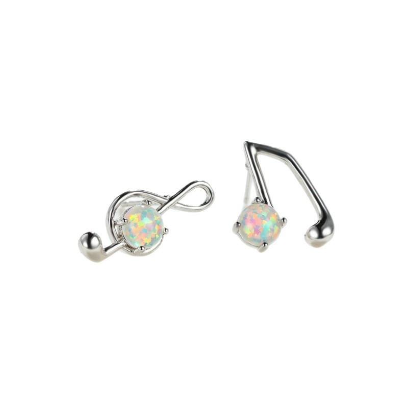 European and American fashion platinum blue opal music note stud earrings simple mini ins Internet celebrity style earrings earrings
