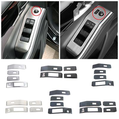 Para Toyota Highlander XU70 2024 Interruptor de Elevação do Vidro do Carro Botão Capa Guarnição Painel Apoio de Braço da Porta Acessórios Interiores Aço Inoxidável