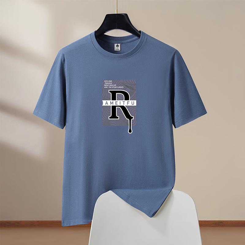 Big R S-6XL Cotton T-Shirt Men Short Sleeve Loose Tee Comfort Summer Streetwear