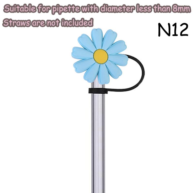 8Mm Macaron Kleine Blume Strohhalm Kappe Staubschutz Silikonabdichtung Wiederverwendbare Cartoon Strohhalm Kappe