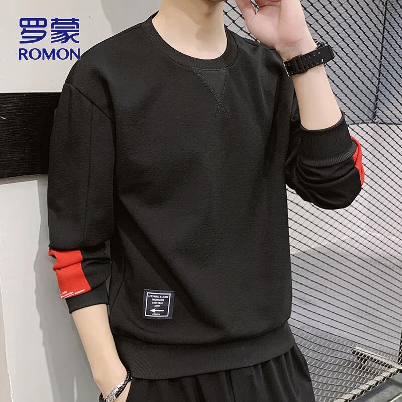ROMON Men's Casual Round Neck Long-Sleeve Sweatshirt