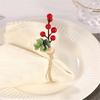 6Pcs Simple Napkin Holder Artificial Green Leaf Napkin Rings for Parties Dinner Wedding Banquets Table Decoration
