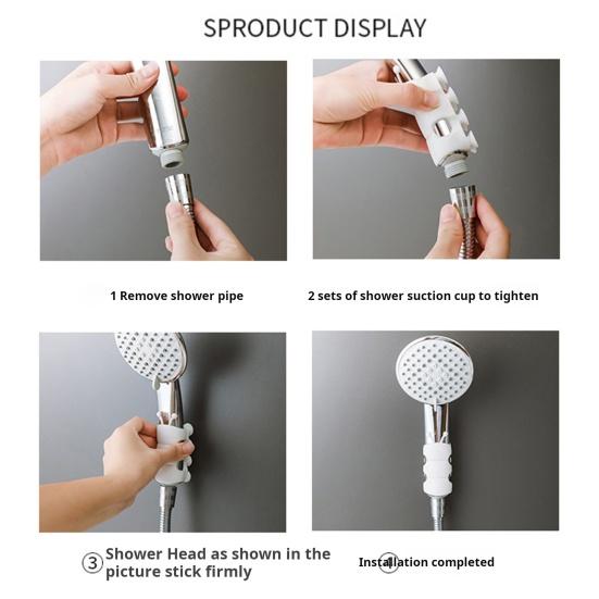 4Pcs Adjustable Shower Head Holders Simple Installation Universal Relocatable Bathroom Shower Head Suction Cup Holders