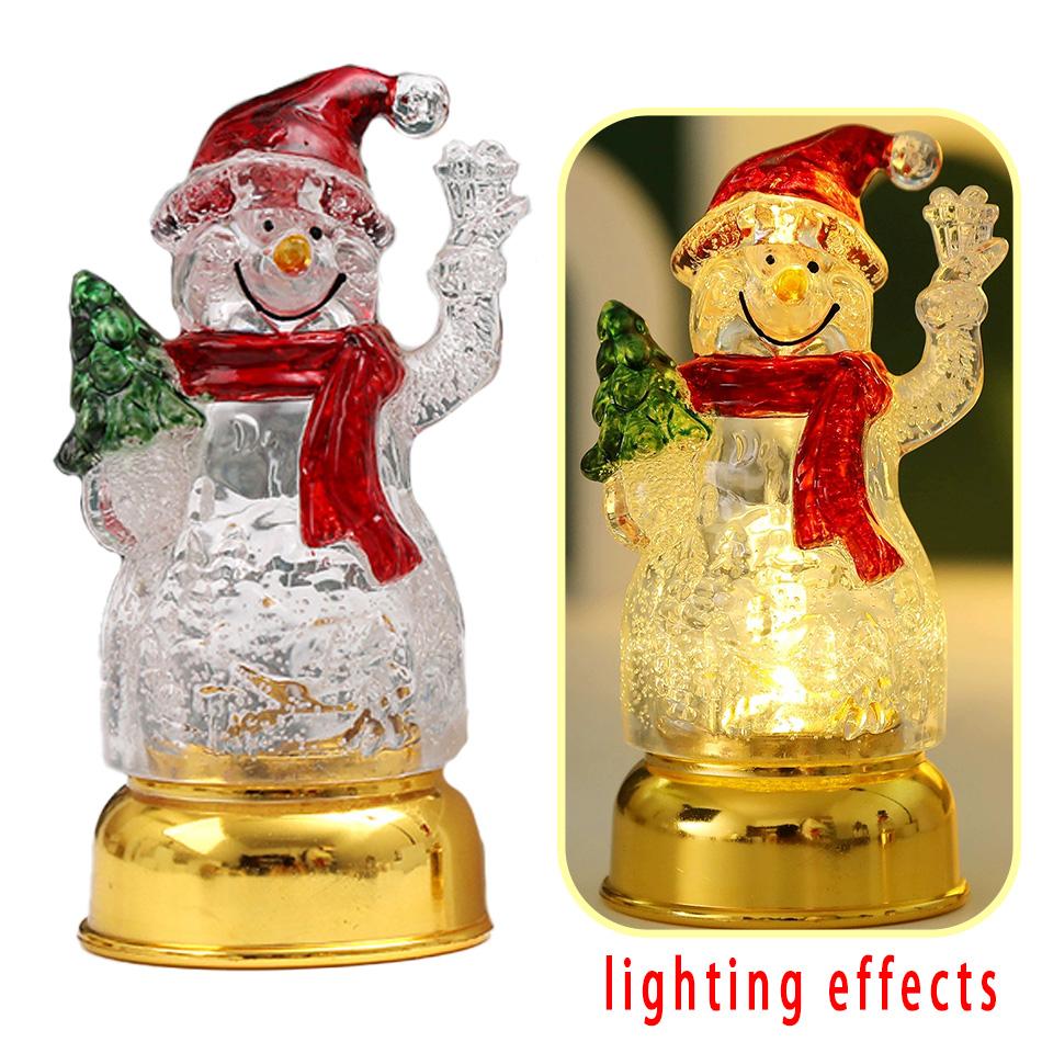 Christmas Decoration Snowman Night Light Tabletop Decor Cute Figurine Holiday Gift Xmas Party Home Office LED for Kid Friendly Entertaining Fun Play