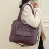 Women'S Elegant Solid Color PU Leather Shoulder Bag With Zipper Closure Polyester Lined Tote Versatile Handbag For Work