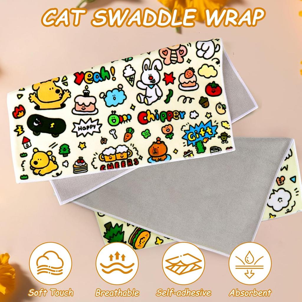 BABORUI Cat Grooming Wrap for Cutting Nails - Self-Adhesive Cat Swaddle Wrap with Nail Clipper, Anti-Scratch Cat Burrito Wrap for Nail Trimming, Cat