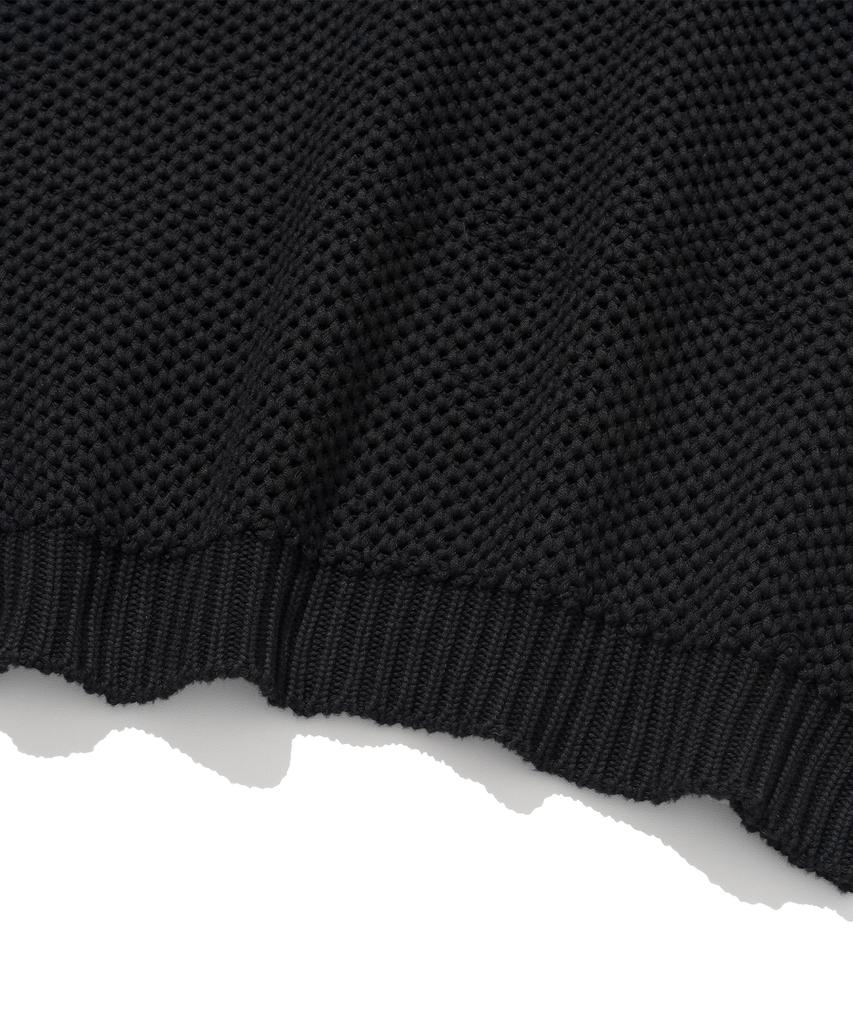 Knitted Cotton Natural Round Vest Black