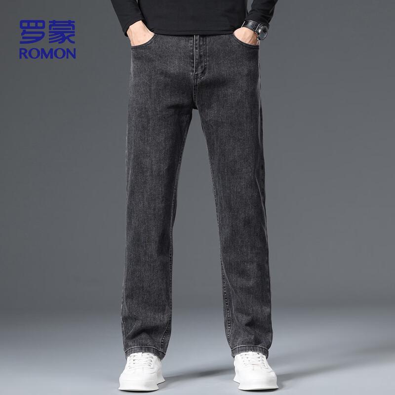 ROMON Men's Fall/Winter LM206 Slim-Fit Straight-Leg Business Casual Jeans