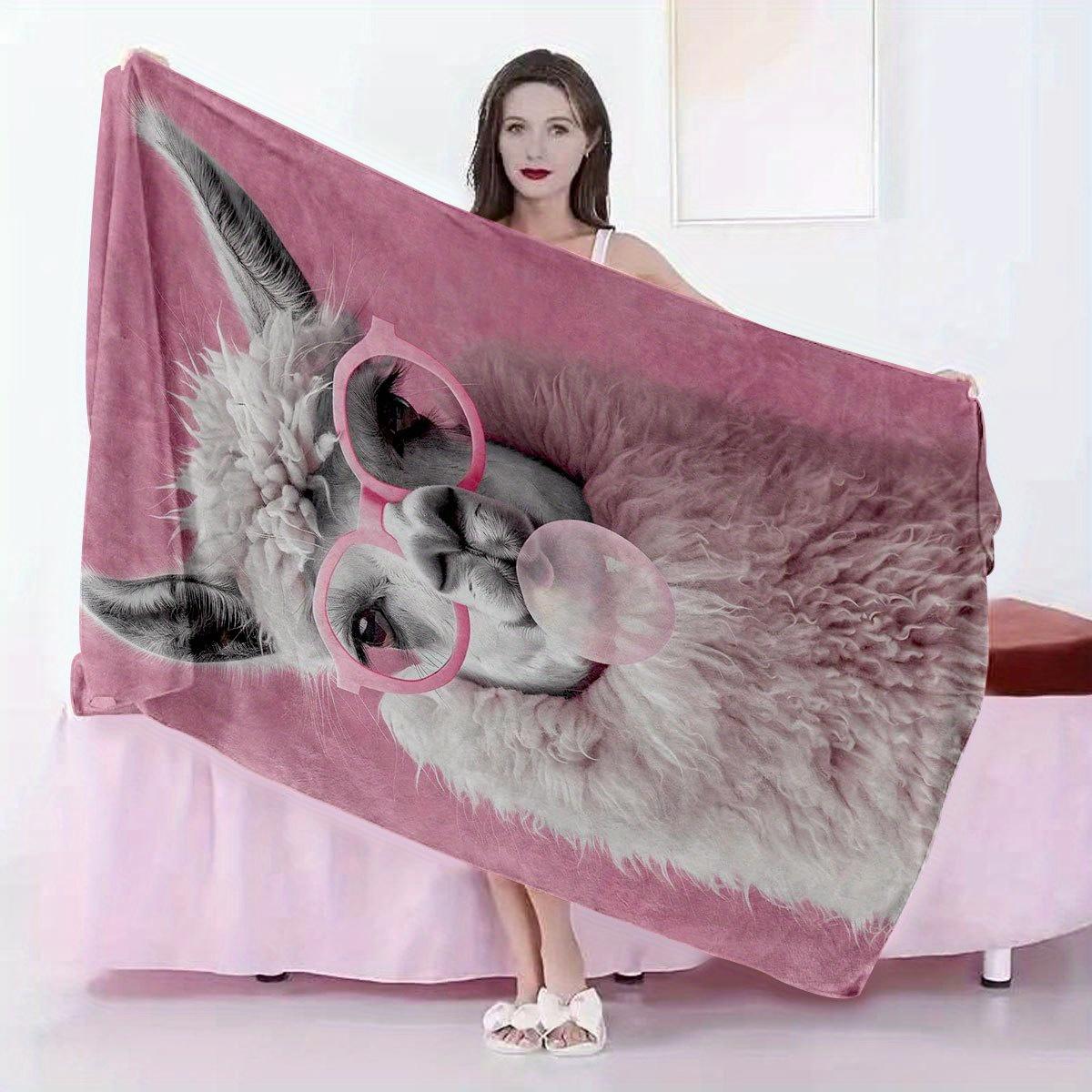 

Extra-Large Pink Alpaca Pattern Microfiber Towel, Ultra-Soft Quick-Dry Lightweight for Beach Camping W30*H60(CM)