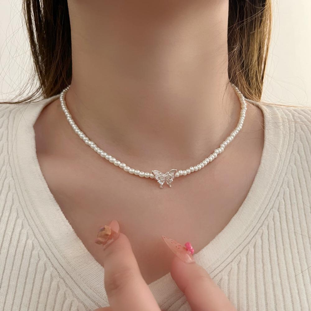 Shijia Pearl Necklace Women's Niche Light Luxury Design High-end Temperament Collarbone Chain Neck Chain Sweater Chain Bead Chain