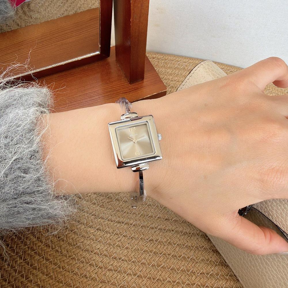 Square Steel Strap Bracelet Watch, Thin Strap Small Gold Watch Temperament Light Luxury Watch