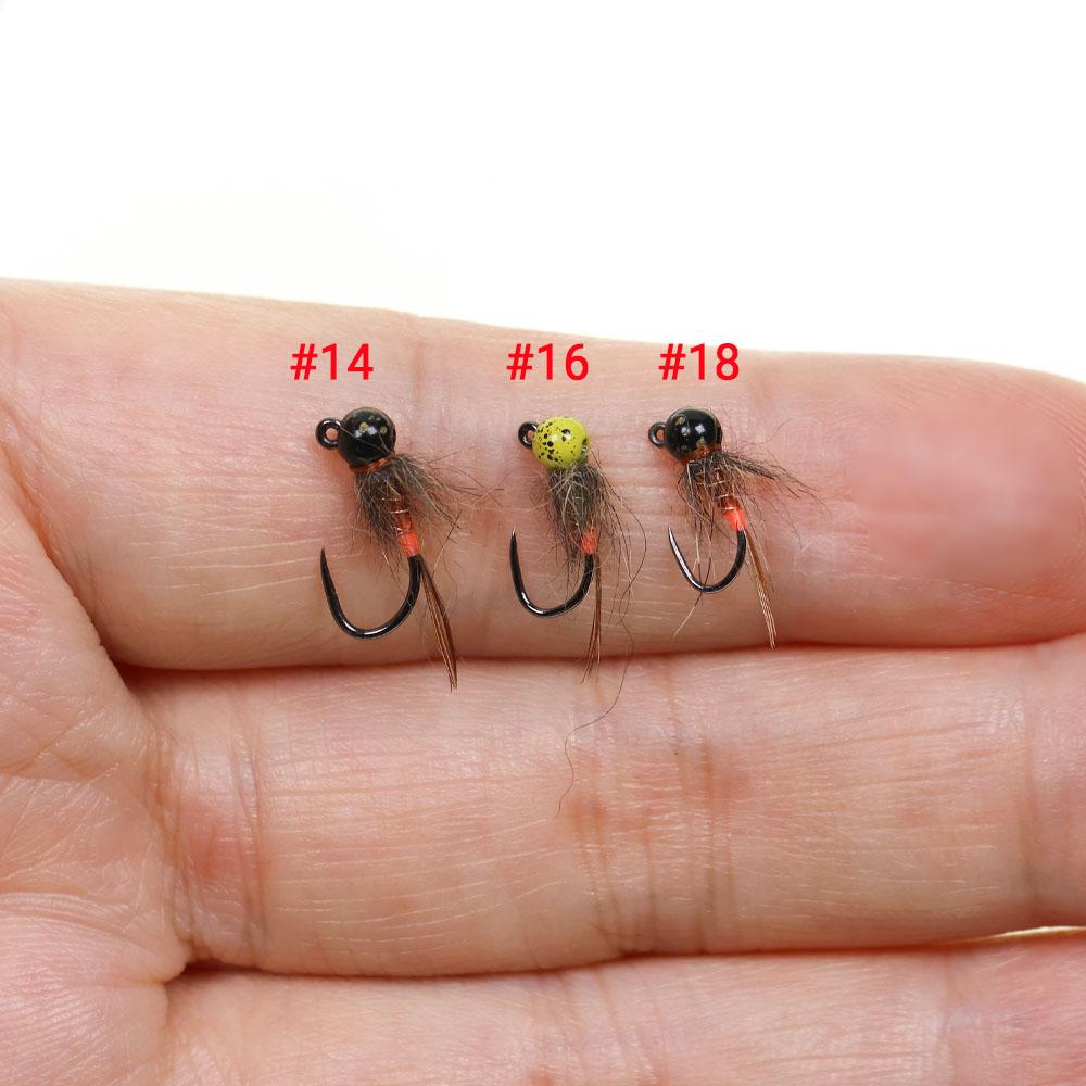 6PCS Jig Tungsten Bead Head Nymph Euro Nymph Fast Sinking Barbless Hook Fly Fishing For Trout Grayling Panfish Insect Baits Lure