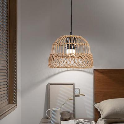 Handwoven Rattan Lampshade Hanging Lamp Cover Chandelier Pendant Light Cover Decor Accessories Living Room Bedroom Home Decor