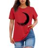 Ladies' Loose Comfortable Casual Fashionable  Moon Pattern Printed Round Neck Short Sleeved Shirt