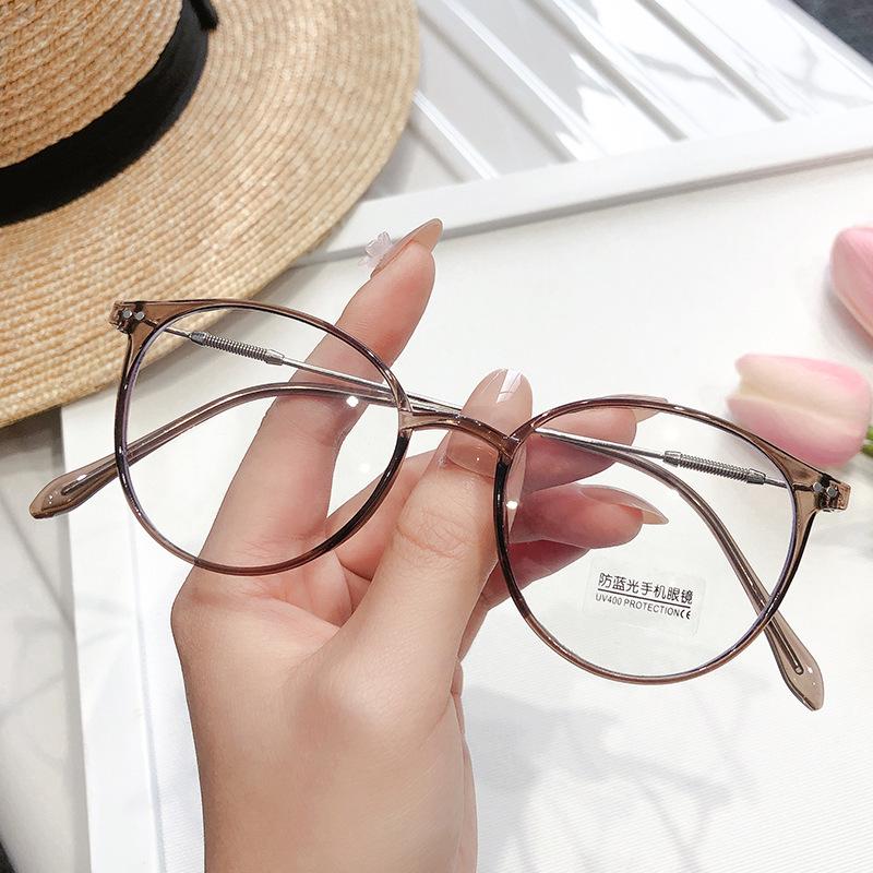 Anti-Blue Flat Glasses Retro Cold Brown Color-Changing Glasses Plain Artifact Wind Finished Myopia Glasses