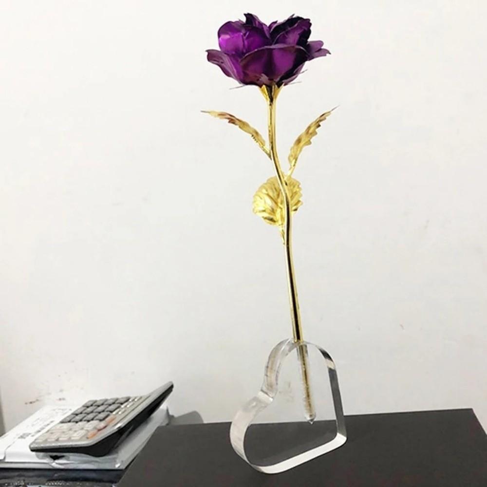 Acrylic Rose Base Clear Rose Heart Shaped Base Creative Flower Seat Desktop Ornament Vase