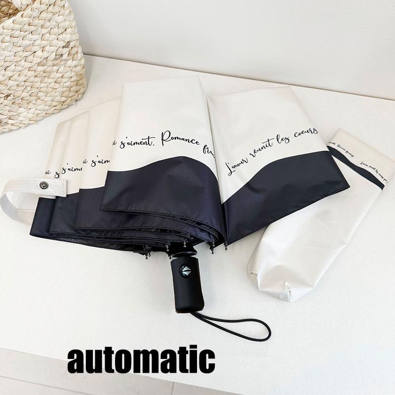Romantic French Umbrella Automatic Sunscreen and Rainproof Dual purpose Black and White Splicing UV resistant Sunshade Umbrella