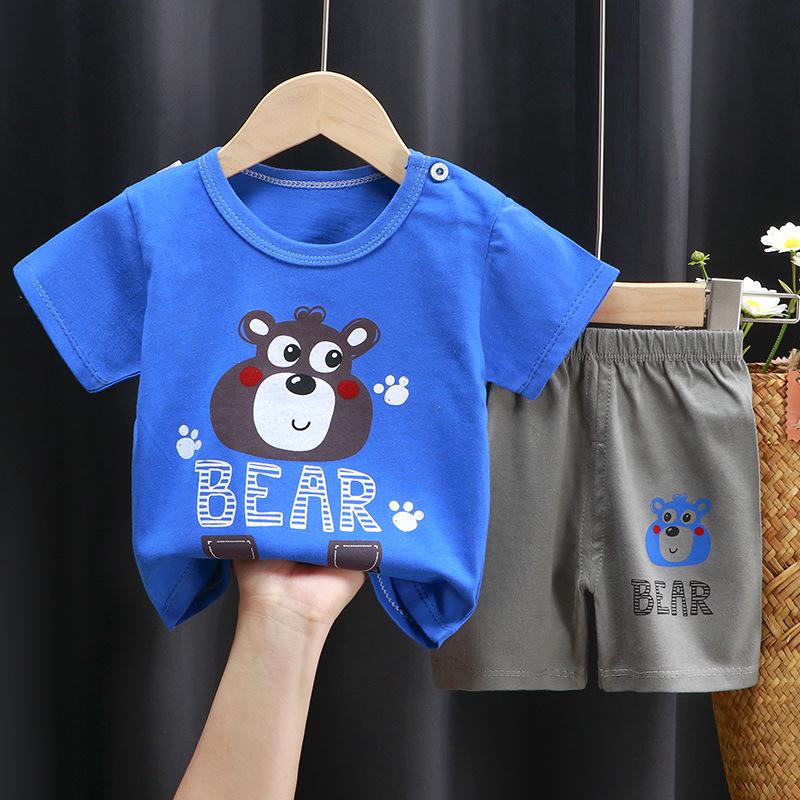 2025 Kids' Short Sleeve Summer Pajama Set - Boys and Girls Baby T-shirt and Shorts