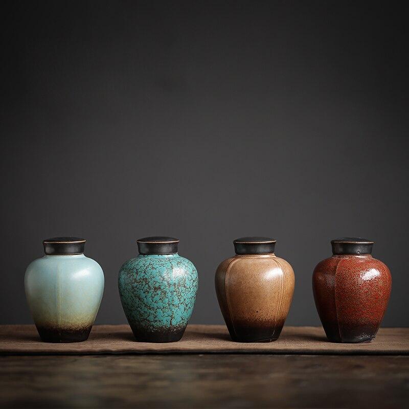 275ml Kiln Change Ceramic Tea Canister Small Sealed Canister Creative Storage Canister Moisture-Proof Storage Canister