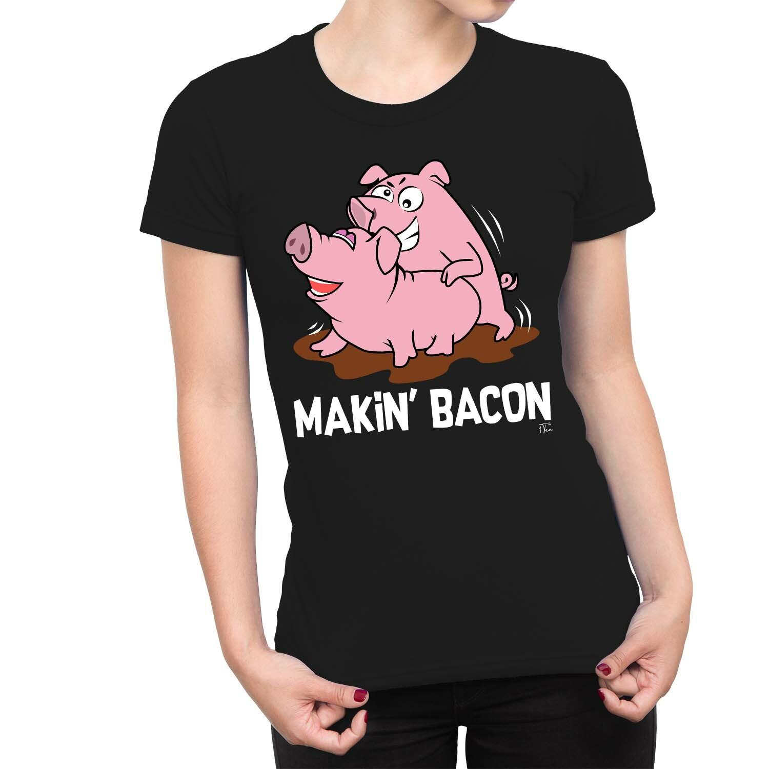 1Tee Womens Makin Bacon Pig T-Shirt M