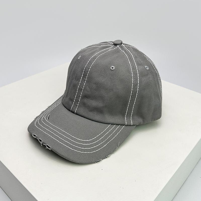 New Unisex Solid Distress Retro Baseball Hats Breathable Street Sunshade Simple Peaked Cap Versatile Fashion Casual Broken Style