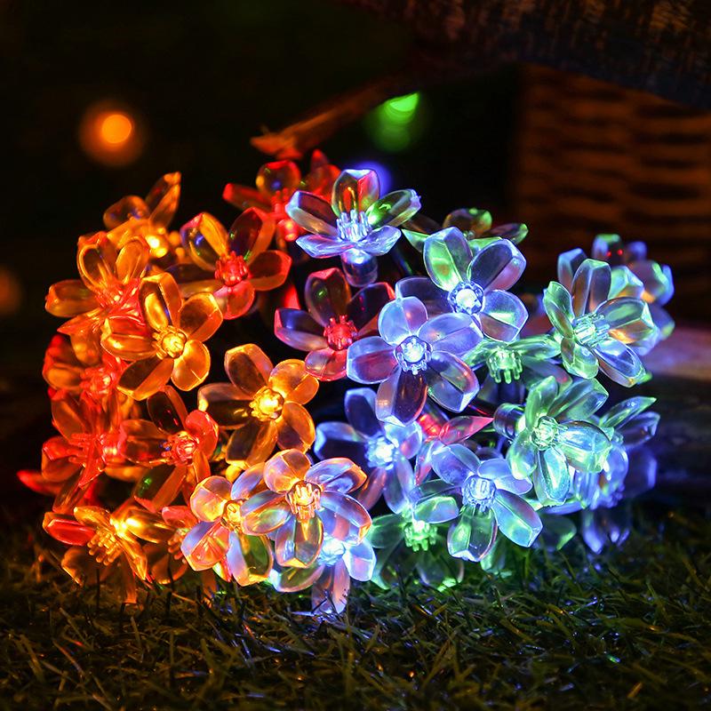 Solar LED Cherry Blossom String Lights for Outdoor Christmas Décor