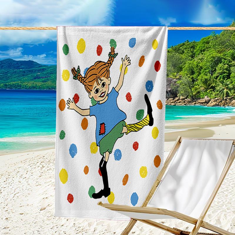 Serviette de plage ultra-douce sur le thème de Fifi Brindacier, Idéale pour la piscine - le camping, la plongée - Essentiel de voyage parfait, Serviette de plage vibrante.