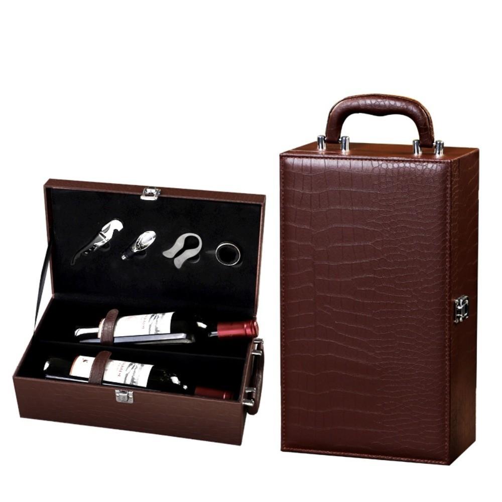 PU Leather Portable Carrier Tote with 4 Accessories Set Red Wine Storage Box Wine Gift Box Gifts