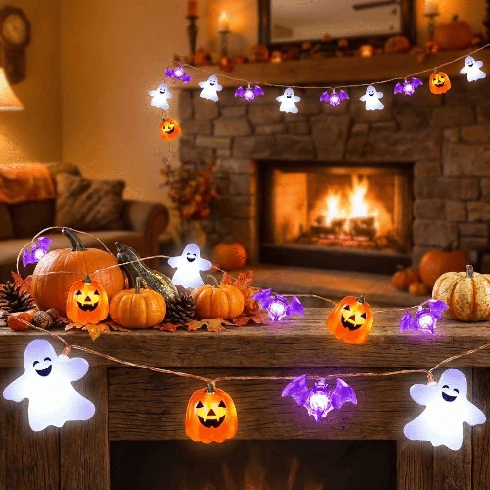 Cartoon Battery Powered Halloween Party Lights Pumpkin Ghost LED String Lights Spider Indoor Decorative Light String Home Decor