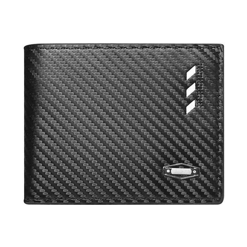Men's Large Capacity Carbon Fiber Trifold Wallet - Multifunctional Business Card Holder
