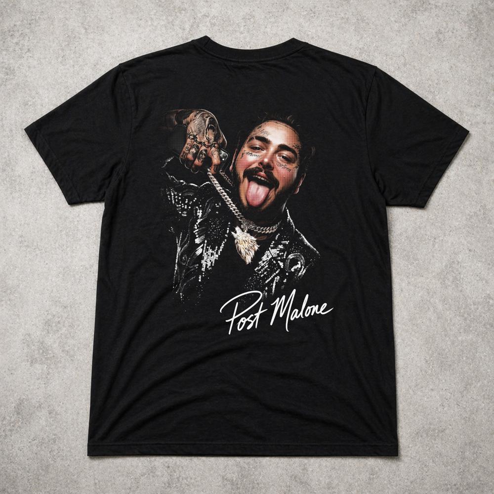 Post Malone T Shirt Rap Hip Hop Music Graphic Tee Adults Kids Black Gift 2XL