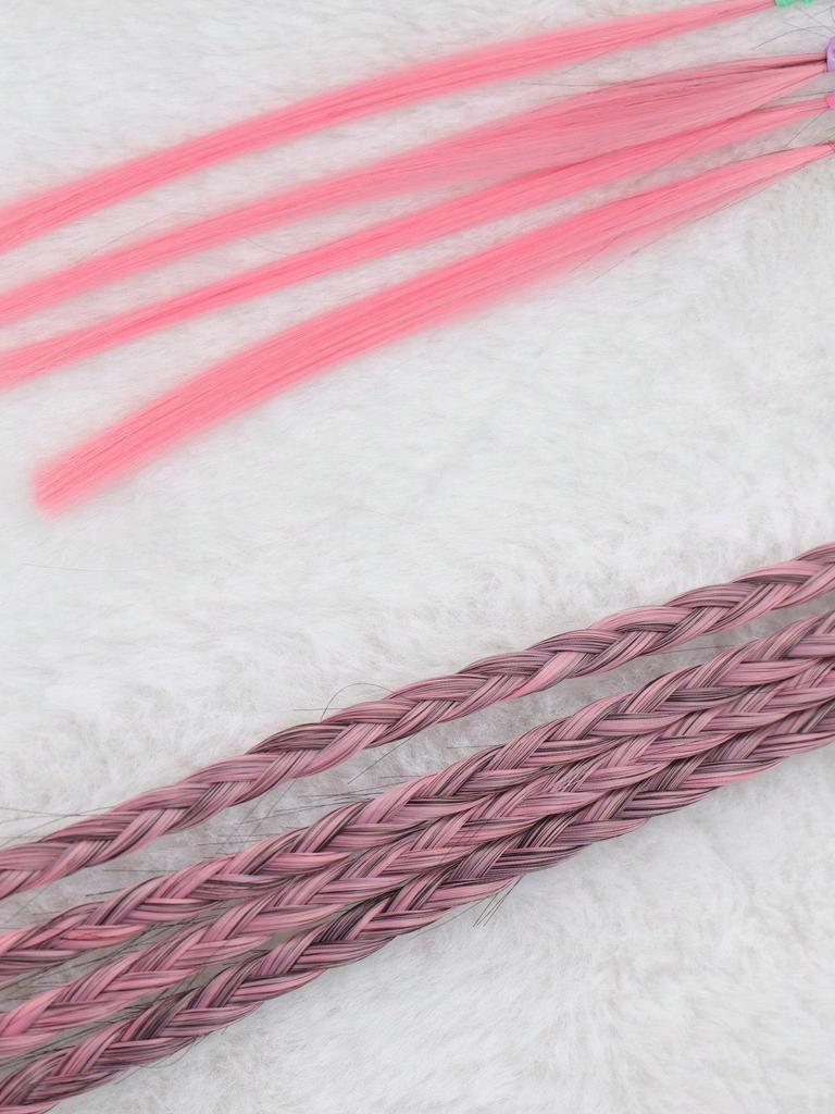 Synthetische Haarteile 20-Zoll-Pferdeschwanz Farbige Zöpfe Haarverlängerungen Mit Gummibändern Regenbogen Geflochtene Accessoires Für Frauen Party Highlights Cosplay