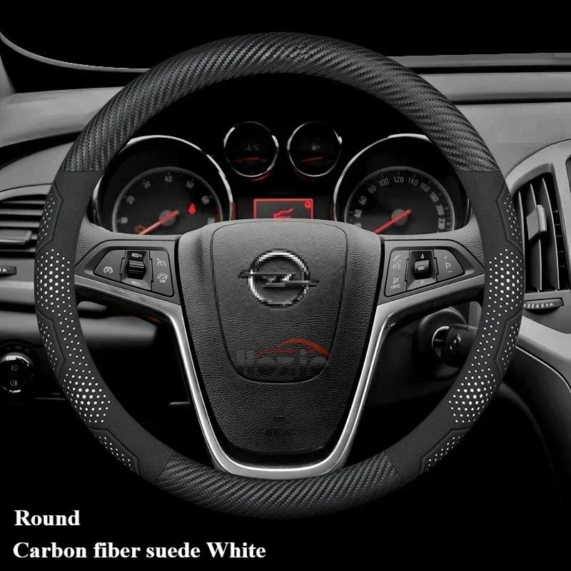 For Opel Astra-e Astra L GS Sport ST 2023 2024 2025 Steering Wheel Cover Carbon Fiber Suede Leather Car Accessories