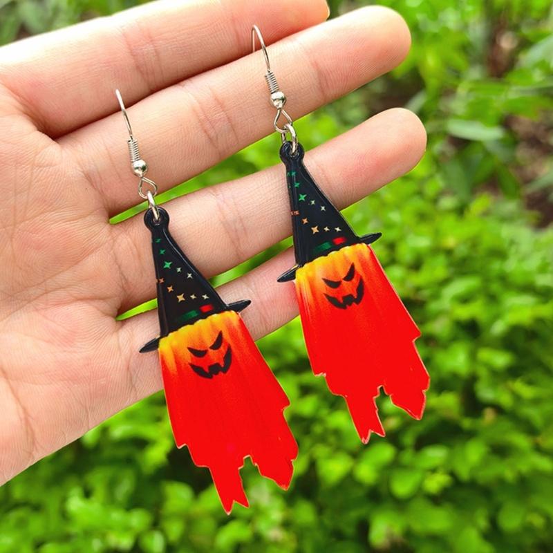 Glowing Phantoms Earrings For Halloween Event Creative Acrylic Pendant Designs Lightweight Costume Jewelry