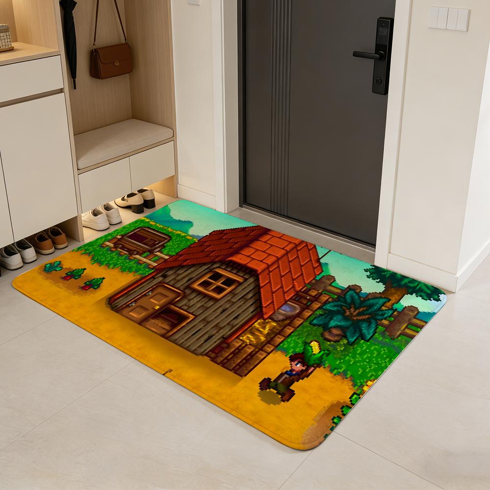 game S-Stardew Valley Floor Mat Flannel Door Mat Non-Slip Absorbent Washable Indoor Home Rug