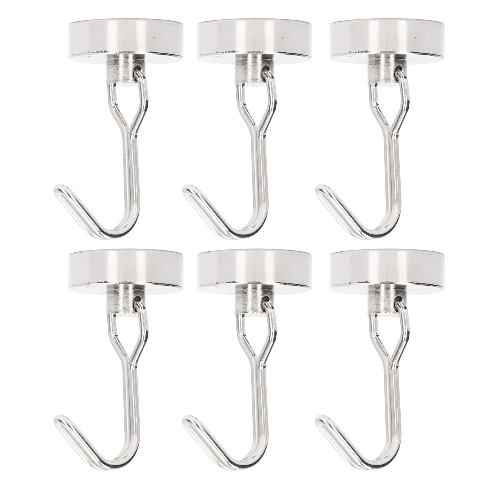 

6Pcs Swing Magnetic Hook Set No Drilling Need Decorative Beautiful Looking 180 degrees Rotating Hooks 0‑15kg Nickel