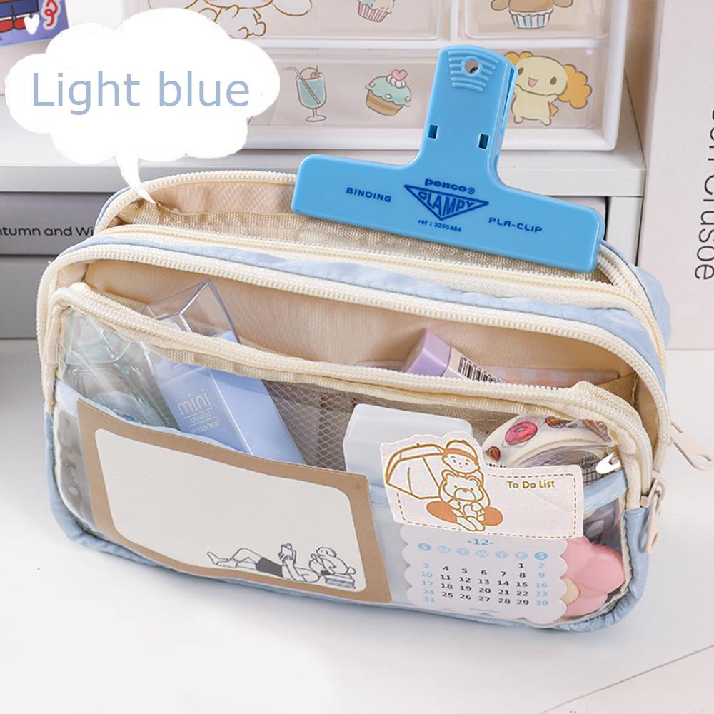 3 Layer Transparent Large Capacity Simple Pencil Case Multi Functional Pen Bag Pouch for Students School Stationery Supplies