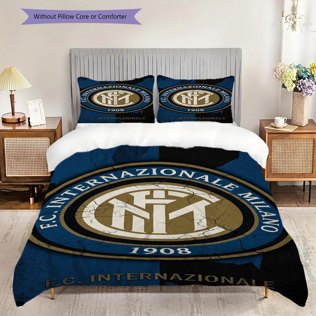 Inter Milan Legacy: Passion Bedding (1 * duvet cover + 2 * pillowcase, without core) Soft and comfortable Bedding set Duvet cover and pillowcase