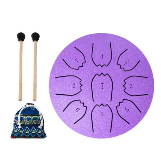 Steel Tongue Drum 4/6 Inch 8/9 Tone Rain Drum for Outside Garden Sound Healing Musical Instruments for Adults Kids Mini Handpan Drums for Meditation