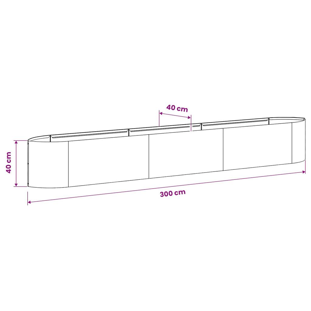 Raised Garden Bed Black 300 X 40 X 40 Cm Steel