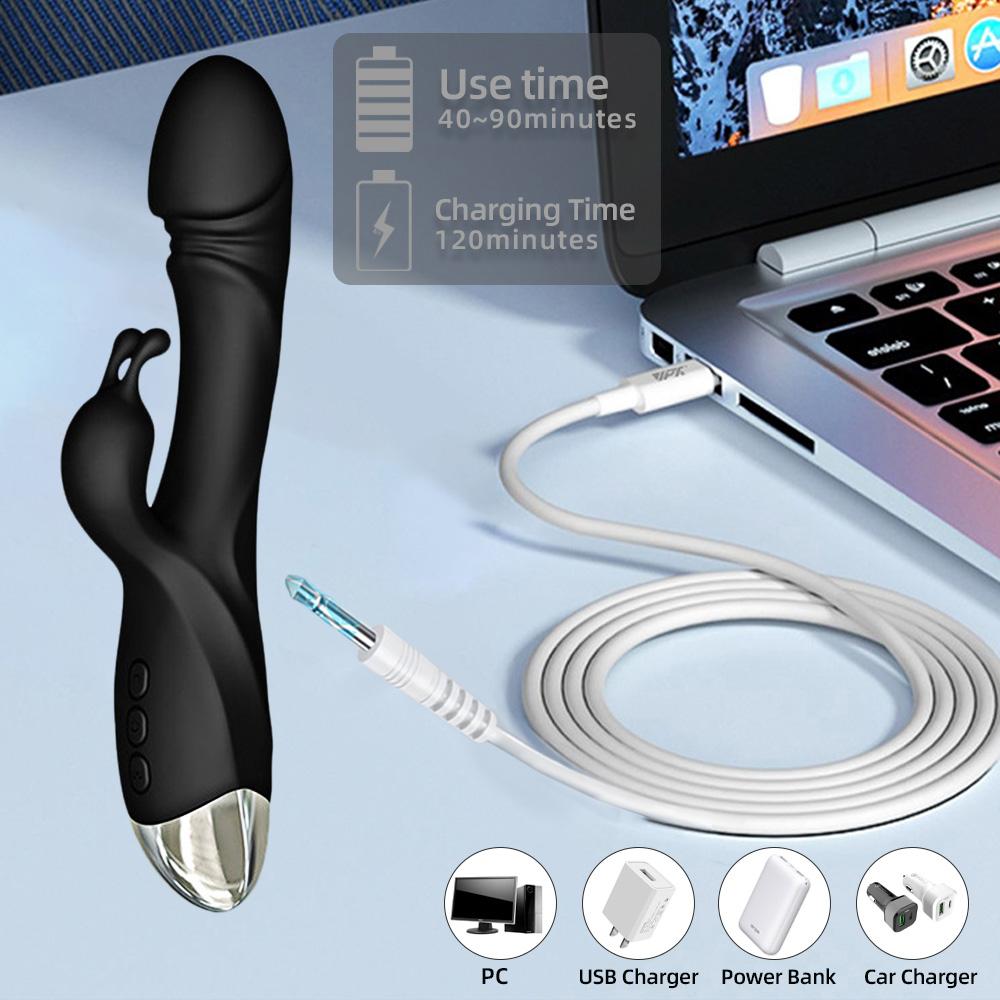 Králičí vibrátor pro ženy Výkonný bod G Stimulátor ženského klitorisu Vagina Masáž bradavek Dildo Tichá erotická hračka pro dospělé