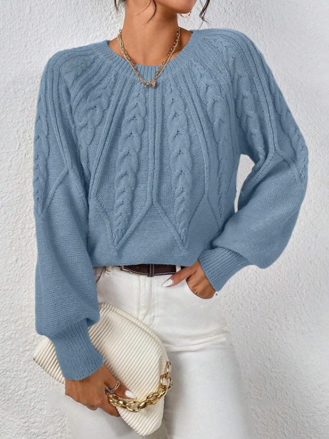 Dámský nadměrný pletený svetr copánkový vzor pulovr dlouhý rukáv ležérní topy bílá černá béžová hnědá zelená