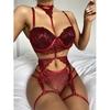 Premium Sense Women Sexy Lingerie Set Of Three See-through Comfortable Garter Pajamas