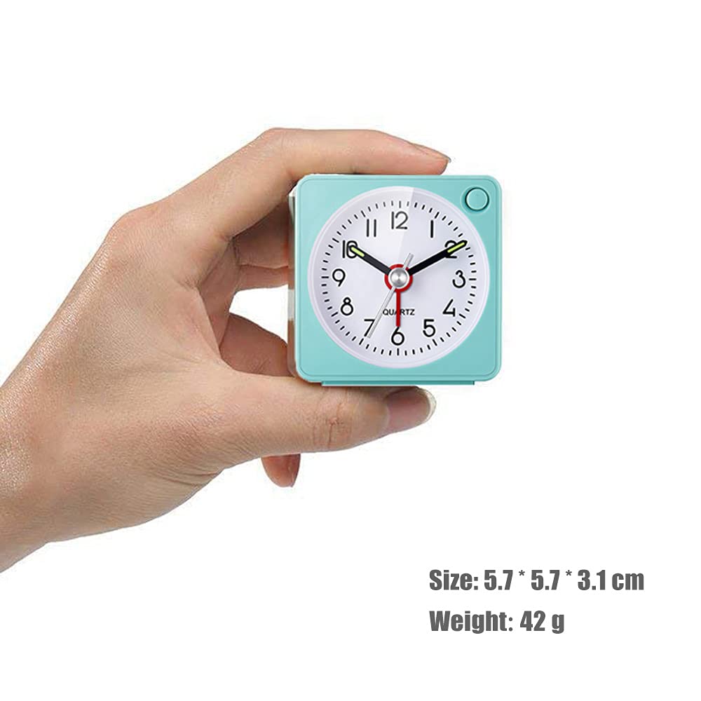 YouJabz Travel Analog Alarm Clock, Ultra-Compact Clock with Snooze and Light Function, Ultra-Quiet, No Tick-Tick Sound, Simple Design, Easy Setup