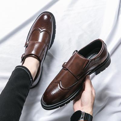 2024 Nowe Wiosenne Męskie Wygodne Skórzane Buty Marka Mengke Shoes Biznesowe Eleganckie Podwójna Klamra Wsuwane Pan Młody Ślubne