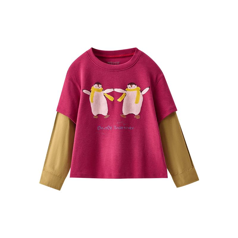 Unisex Kids' Tencel Cotton Faux Layer Long-Sleeve T-Shirt