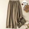 Drapey High-Waist Cotton Linen Culottes: Breathable, Wide-Leg Summer Pants for Women