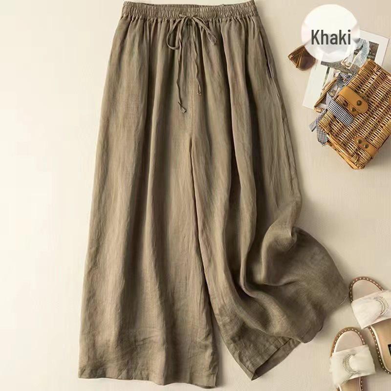 Drapey High-Waist Cotton Linen Culottes: Breathable, Wide-Leg Summer Pants for Women