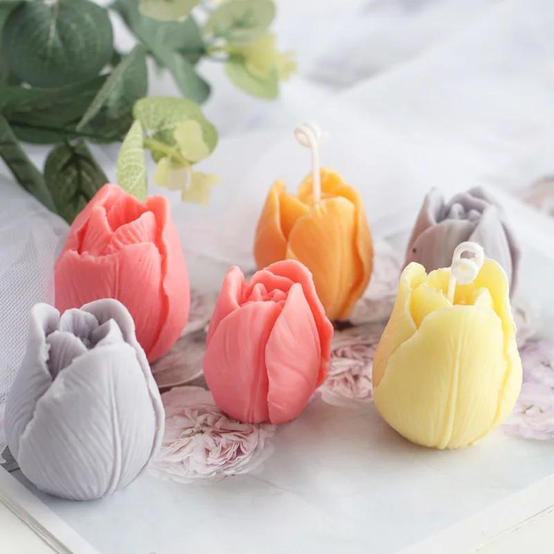 3D Tulip Candle Mold Handmade DIY Flower Soap Silicone Mold Chocolate Cake Silicone Mold Soap Forms Soap Making Supplies