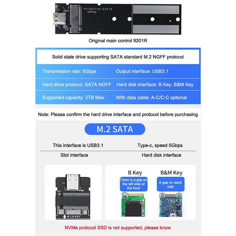 M.2 NVMe PCIe NGFF SATA Protokol Kılıfı Şeffaf USB Tip C 10Gbps PCI-E Şeffaf Harici Sabit Disk Kutusu Kılıfı Dizüstü Bilgisayar Telefon İçin